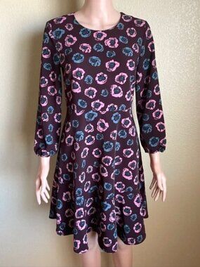 LOFT Fit & Flare Dress Size 0 Burgundy Floral
